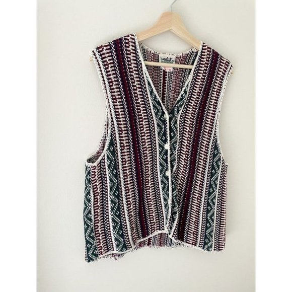 Vintage Northern Reflections Knit Sweater Vest | Bohemian Nordic Peruvian Vest - Picture 6 of 10